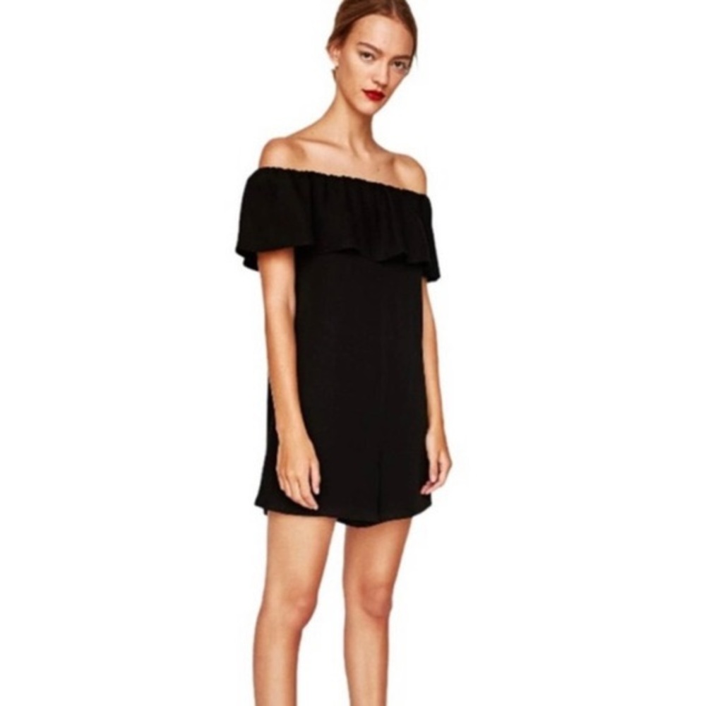 Zara - Off the Shoulder Black Dress - X-Small